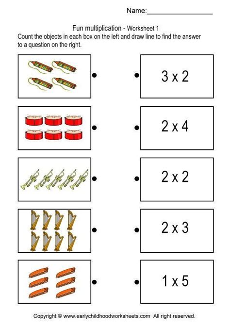 Matching Pictures With Multiplication Problems Worksheet 1