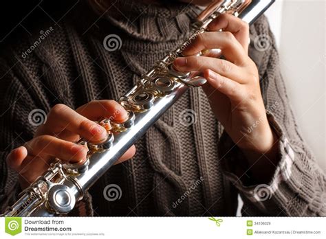 Girl Playing Flute Stock Image Image Of Orchestra Instrument 34106029