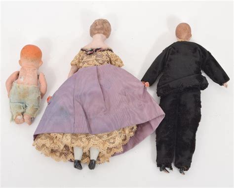 3 Victorian Dollhouse Porcelain Dolls