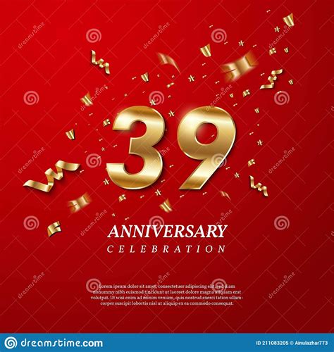 39th Anniversary Celebration Golden Number 39 Stock Vector