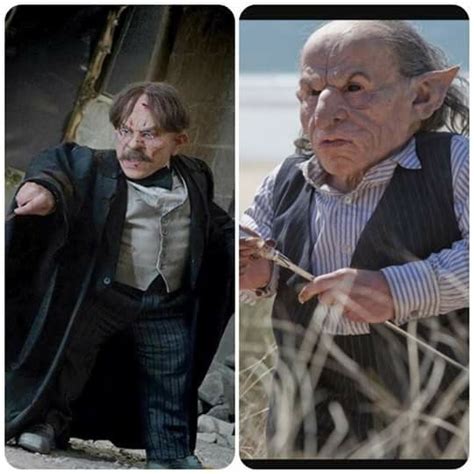 Actors enchanting one another as pranks during rehearsals and professor flitwick nearly seizing from the stress. Professor Flitwick, Griphook (Warwick Davis) | Professor ...