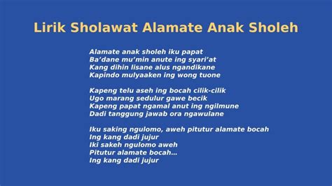 Lirik Sholawat Alamate Anak Sholeh Disertai Chord Dan Artinya