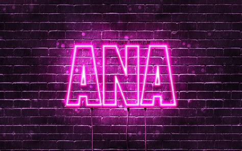 Download Wallpapers Ana 4k Wallpapers With Names Female Names Ana Name Purple Neon Lights