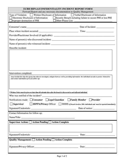 Hipaa Incident Report Form Fill Out And Sign Printable
