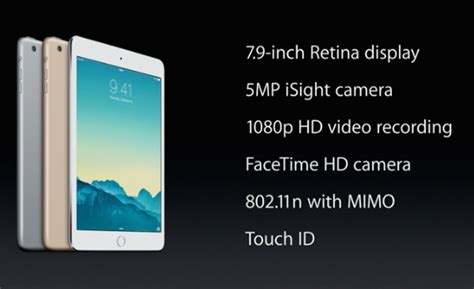 Ipad mini 4 tech specs. Tech specs: iPad mini 3 vs iPad mini 2