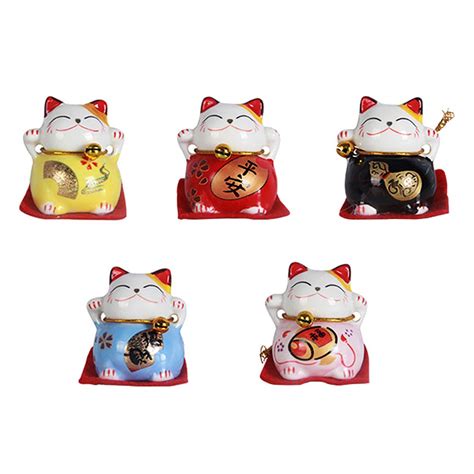 Buy Mini Maneki Neko Lucky Cat Figurines Set Of 5 Kawaii Japanese