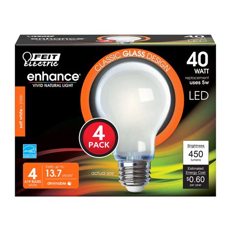 Feit Electric Enhance A19 E26 Medium Filament Led Bulb Soft White 40