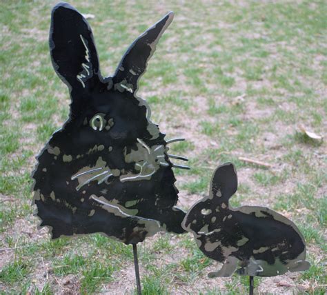 Rabbit Head Metal Garden Stake Rabbit Metal Garden Stake | Etsy | Rabbit silhouette, Metal yard 