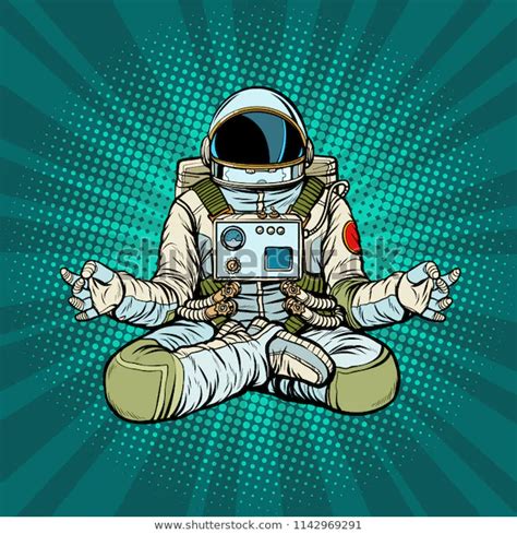 Стоковая векторная графика йога астронавт Лотос позы Медитация и без лицензионных платежей
