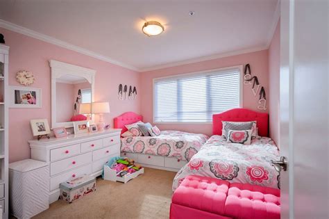 Lively and creative bedroom for twin girls reflecting a vibrant and radiant ambiance that is really hard to resist. Good Looking dresser pulls in Kids Traditional with Girls ...