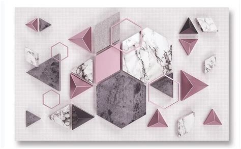 3d Wallpaper Modern Stereo Geometry Polygon Marble Texture Etsy