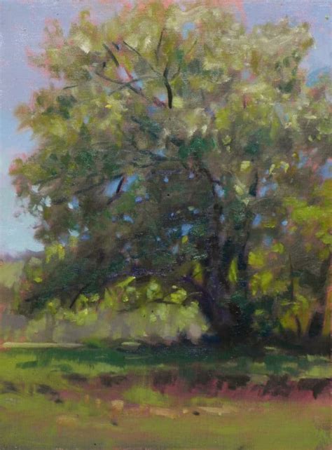 An Oil Painting Of A Tree In A Field