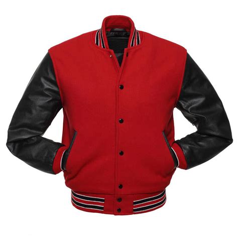 Red And Black Varsity Letterman Baseball Jacket Jackets Maker