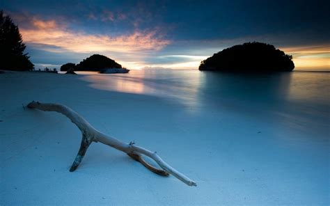 Nature Landscape Beach Island Sea Sunset Sand Blue Tropical