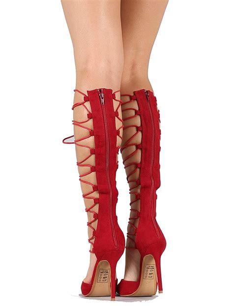 Shoe Republic Pointy Toe Lace Up Heels Knee High Womens Shoes Details Can Be Found By