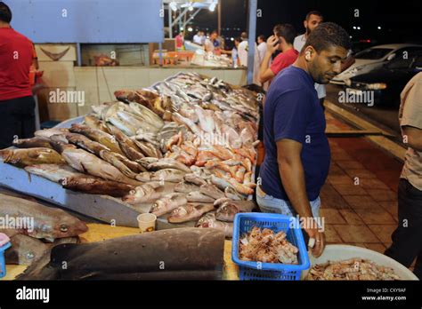 Libya Tripoli Fishermen Fish Vendors Stock Photo Alamy