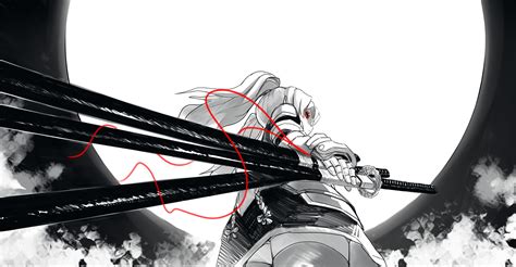Drawing Digital Art Samurai Sword Katana Dark Anime
