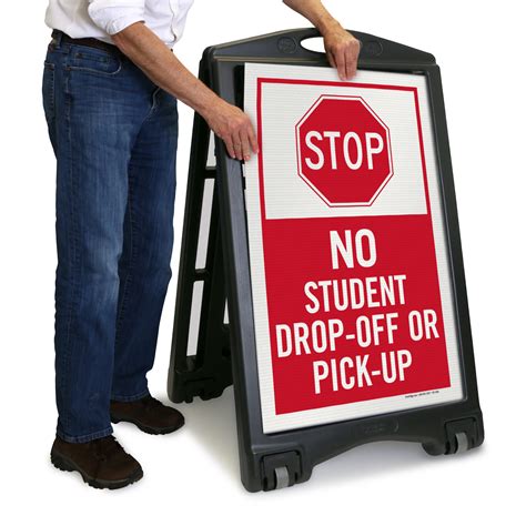Stop No Student Drop Off Pick Up Portable Sidewalk Sign