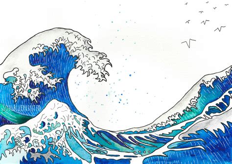Tidal Wave Watercolour Art Print Watercolor Printable Wall Art