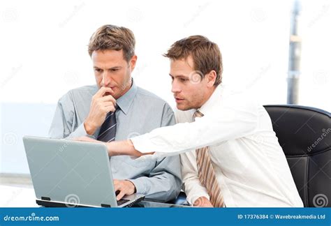 Two Handsome Businessmen Working Together Stock Photo Image Of Happy