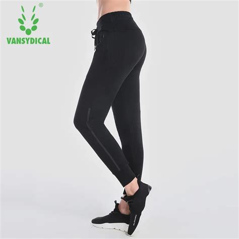 Vansydical Running Pants Women Solid Fitness Yoga Gym Leggings Trousers Training Sports Pants