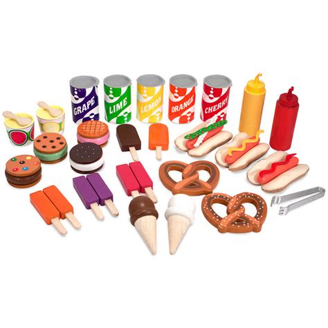 Melissa And Doug Wooden Snacks And Sweets Food Cart 40 Play Food Pcs