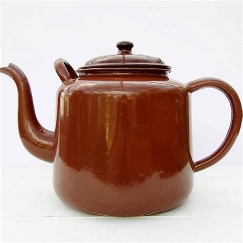 Vintage Extra Large Brown Enamel Teapot Enamel Teapot Tea Pots