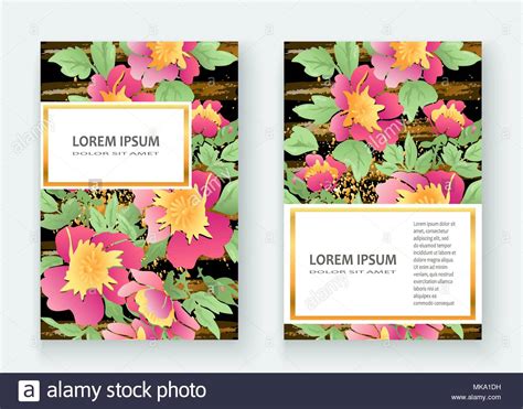 Greeting Cards With Flower Rose Wreath Leaves With Gold