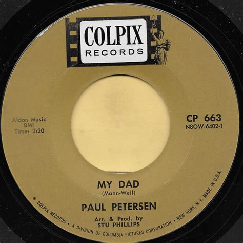 Paul Petersen My Dad 1962 Monarch Pressing Vinyl Discogs