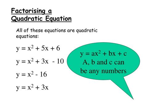 Ppt Factorising A Quadratic Equation Powerpoint Presentation Free