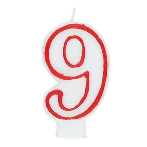 Number 9 Birthday Candle 275 In Red And White 1ct
