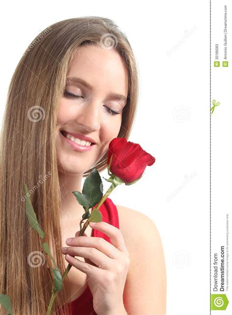 Beautiful Woman With A Red Rose Stock Image Image 30186083