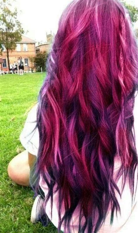 Red Pink Purple Black Hair Color Hair Ideas Pinterest