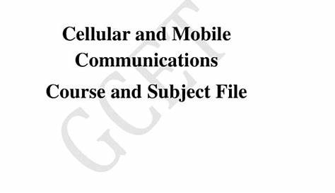 Cellular and Mobile Communications (PDF)