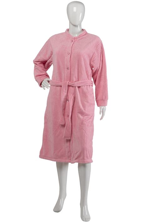 Luxurious Long Sleeve Slenderella Dressing Gown Ladies Ribbed Fleece