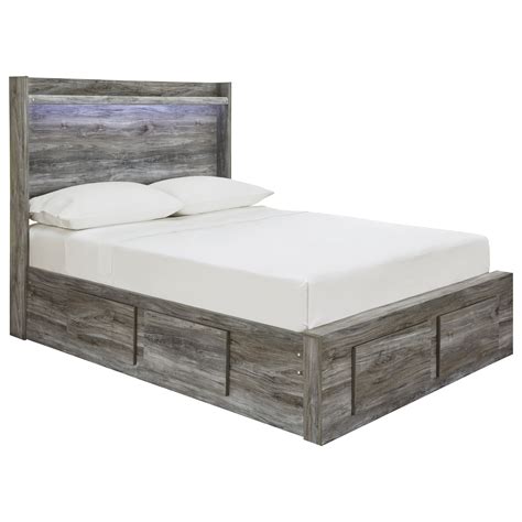 A rich cherry sleigh bed frame with storage in the footboard. StyleLine Baystorm B221-84S+87+2x50+B100-12 Full Storage ...