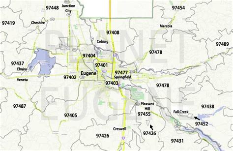 Eugene Oregon Zip Codes Map