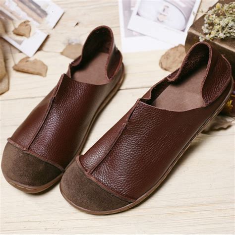 Women Genuine Leather Flat Shoes Vintage Soft Hand Made High Quality
