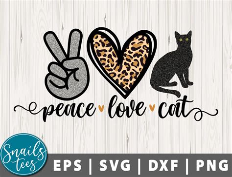 Peace Love Cats Svg Png Dxf For Sublimation Digital Download Etsy