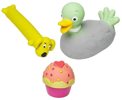 Petface Latex Dog Toys Squeaky Yellow Loofa Quacking Duck Pink