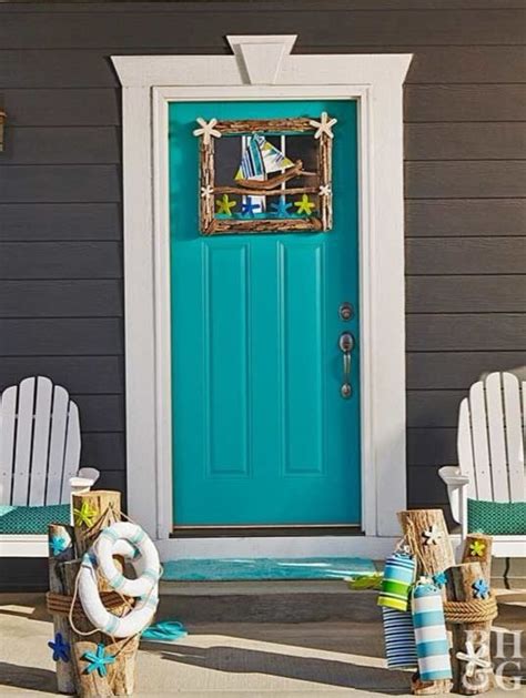 15 wreath hanger for front door christmas decoration metal over the door single hook, black(1). Blue Front Doors with Coastal Curb Appeal - Coastal Decor ...