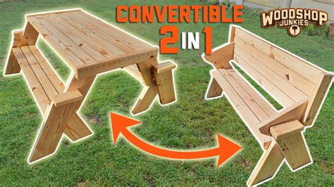 2 in 1 garden bench picnic table plans woodwork junkie