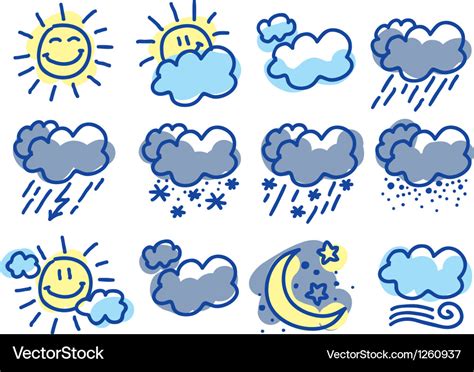 Weather Symbols Royalty Free Vector Image Vectorstock