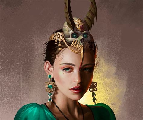 Girl Art Fantasy Luminos Green Tian Dm Jewel Face Hd Wallpaper