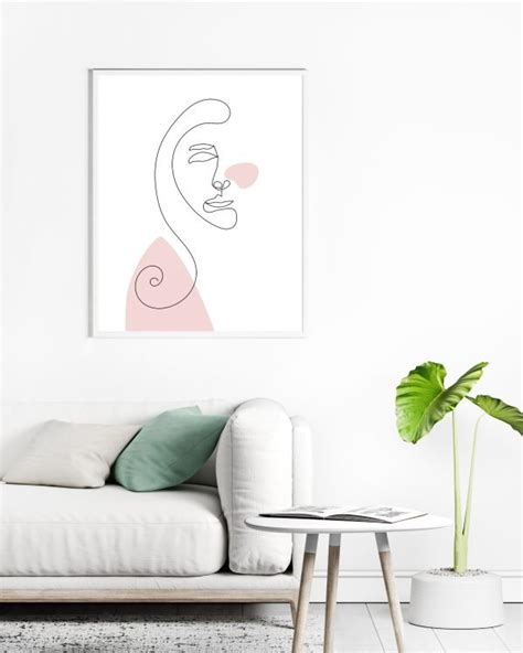Female Face One Line Drawing Ahmoy Wall Art Line Drawing Eclectic