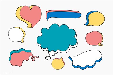 Colorful Doodle Speech Bubble Vectors Collection Free Image By