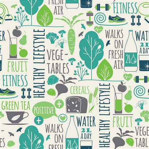 Healthy Lifestyle Seamless Background 302878 Vector Art At Vecteezy