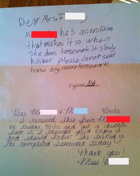 Fake Teacher Note Hilarious Notes And Letters Funny Pictures For Kids