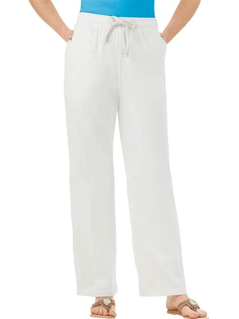 Women S Cotton Knit Elasticized Drawstring Pant Xx Large White