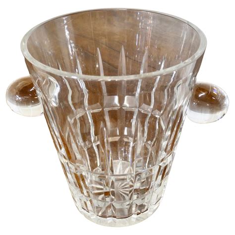 A Heavy Vintage Deco Inspired Faceted Crystal Glass Wine Champagne Cooler Ice Bucket Container
